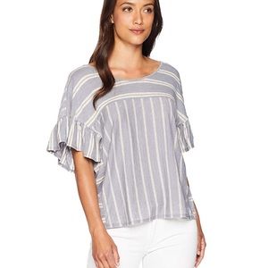 Lucky Brand Mix Stripe Ruffle Tee